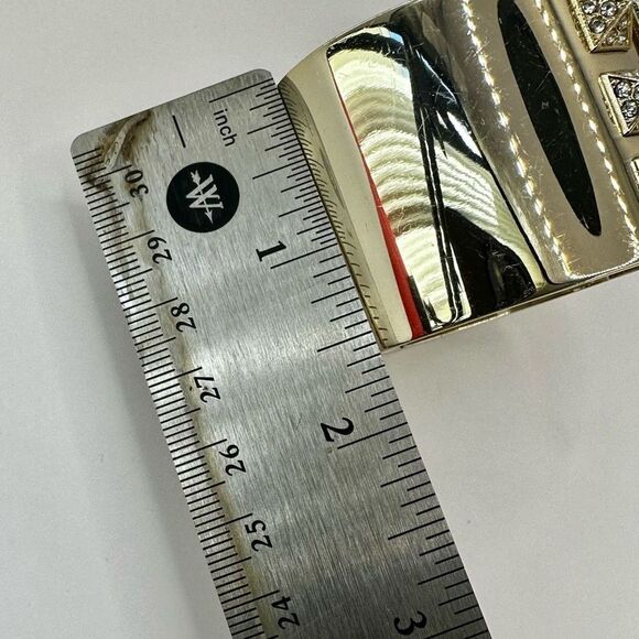 Victoria's Secret gold tone and rhinestone wide bangle bracelet - Picture 6 of 7